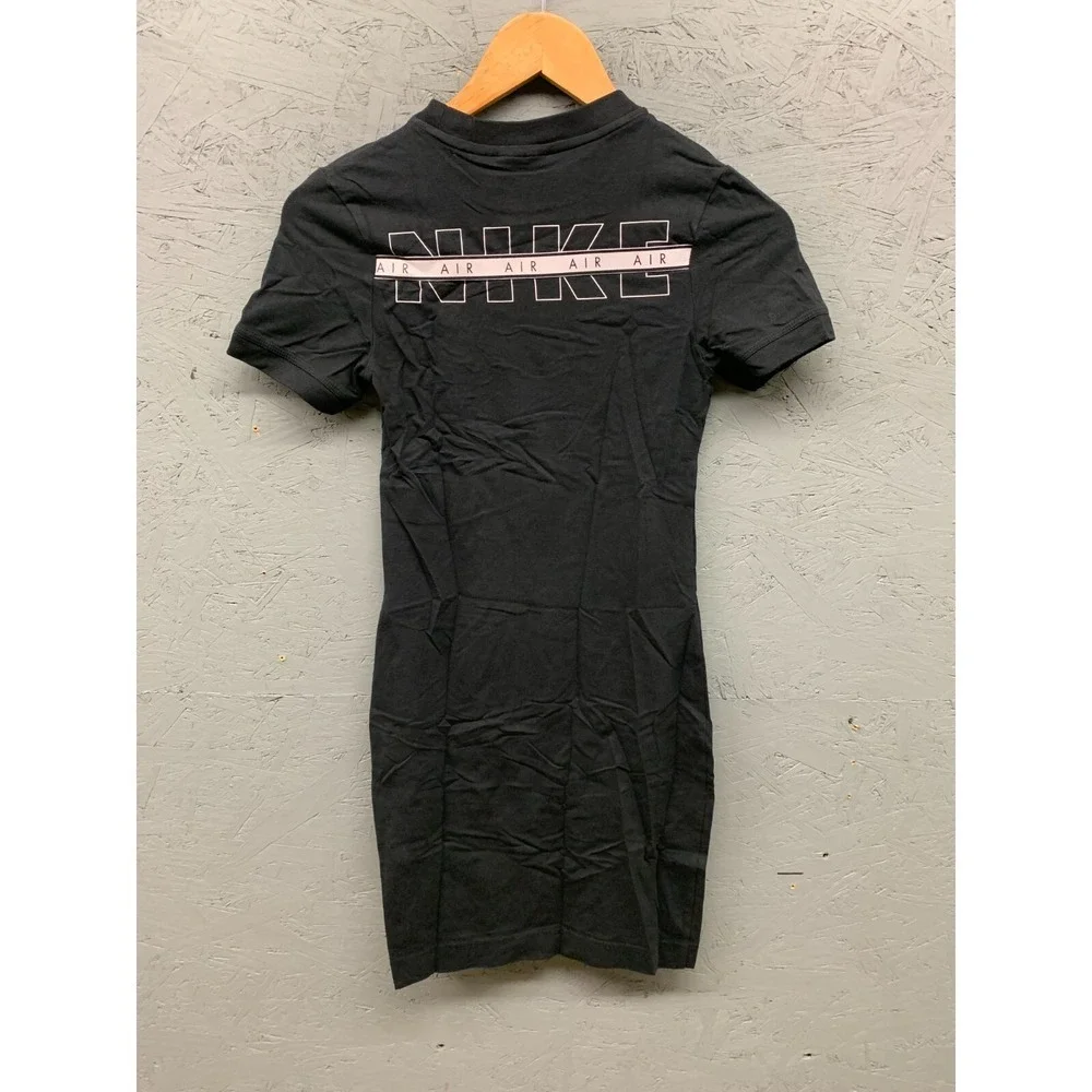 Nike Air Ribbed Bodycon Short Sleeve Dress Womens Size XS Black Athletic Casual